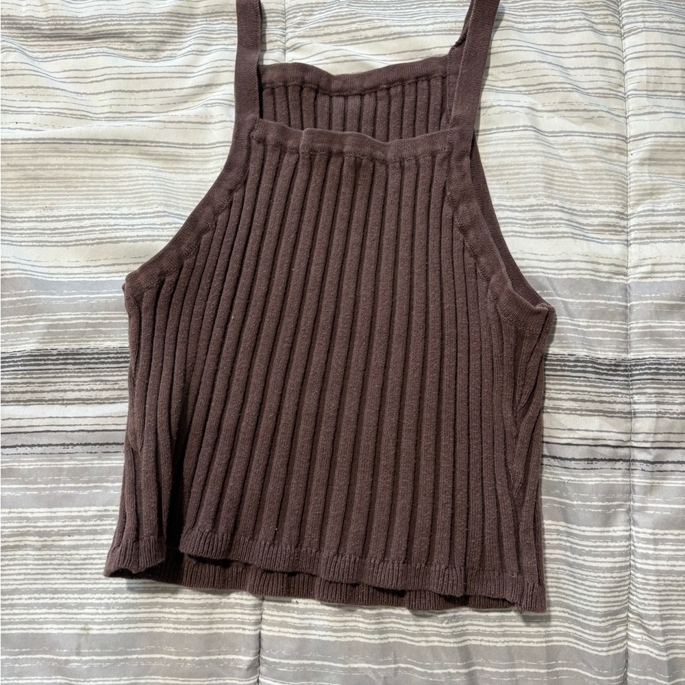 Wishlist Brown Ribbed Crop Top